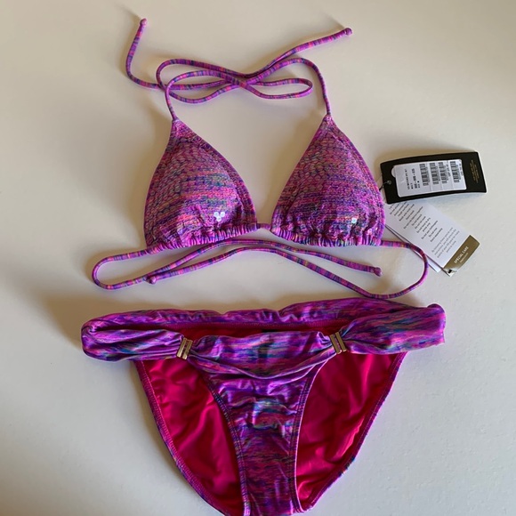 Vix Giverny Embroidered Tri Bikini Top and matching bottom - Picture 1 of 12
